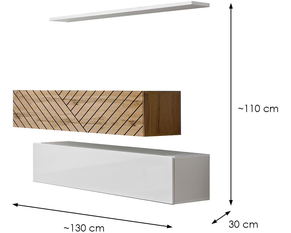 Switch II Line Wtwl Sw SB2 - L komoda 130x30x110 cm hrast wotan/ bela