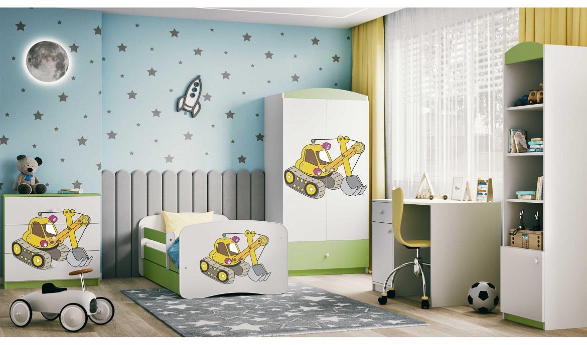 Babydreams komoda 3 fioke 81x41x80,5 cm bela/zelena/print bager