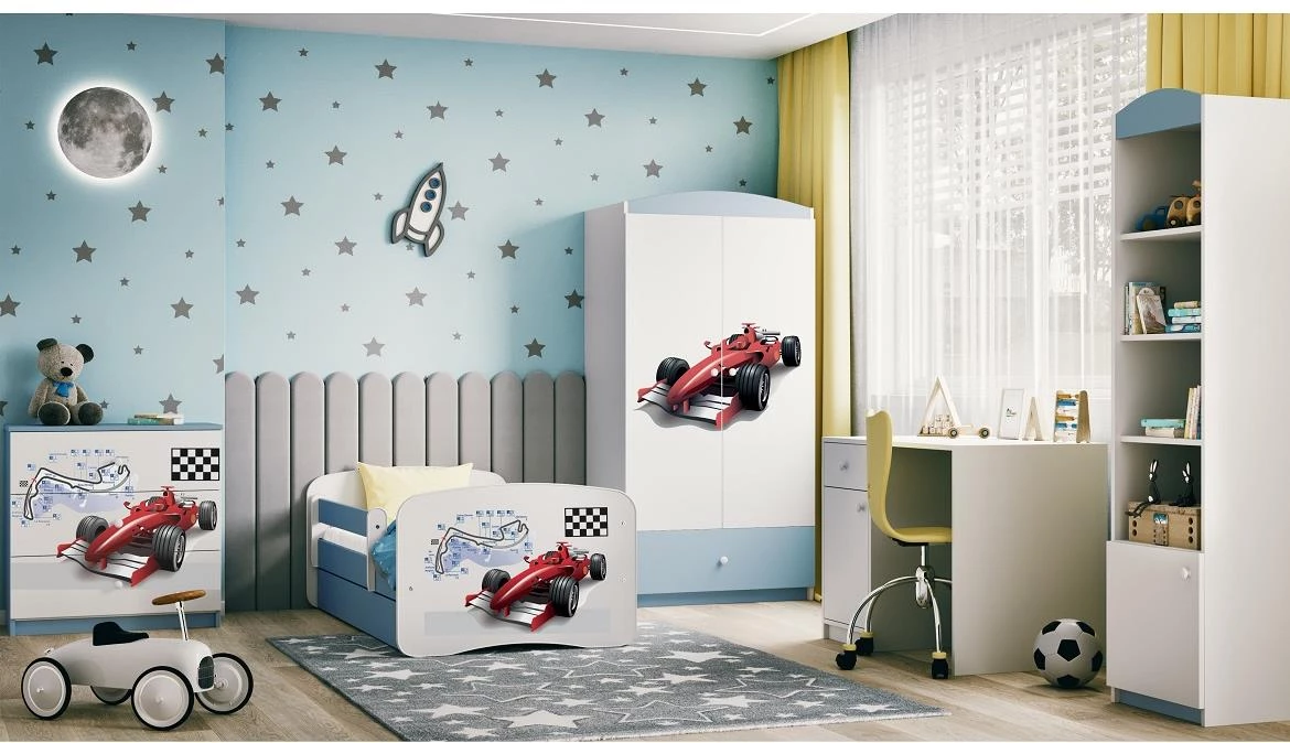 Babydreams komoda 3 fioke 81x41x80,5 cm bela/plava/print formula