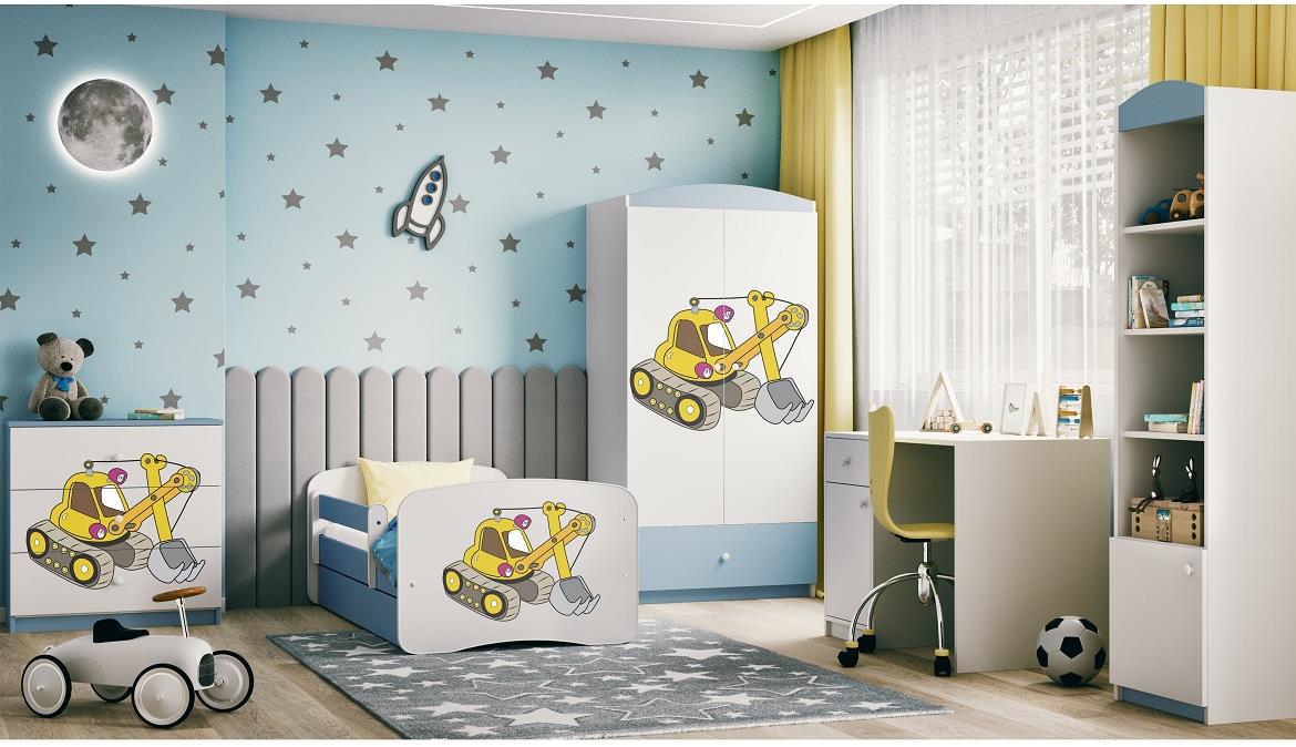 Babydreams komoda 3 fioke 81x41x80,5 cm bela/plava/print bager