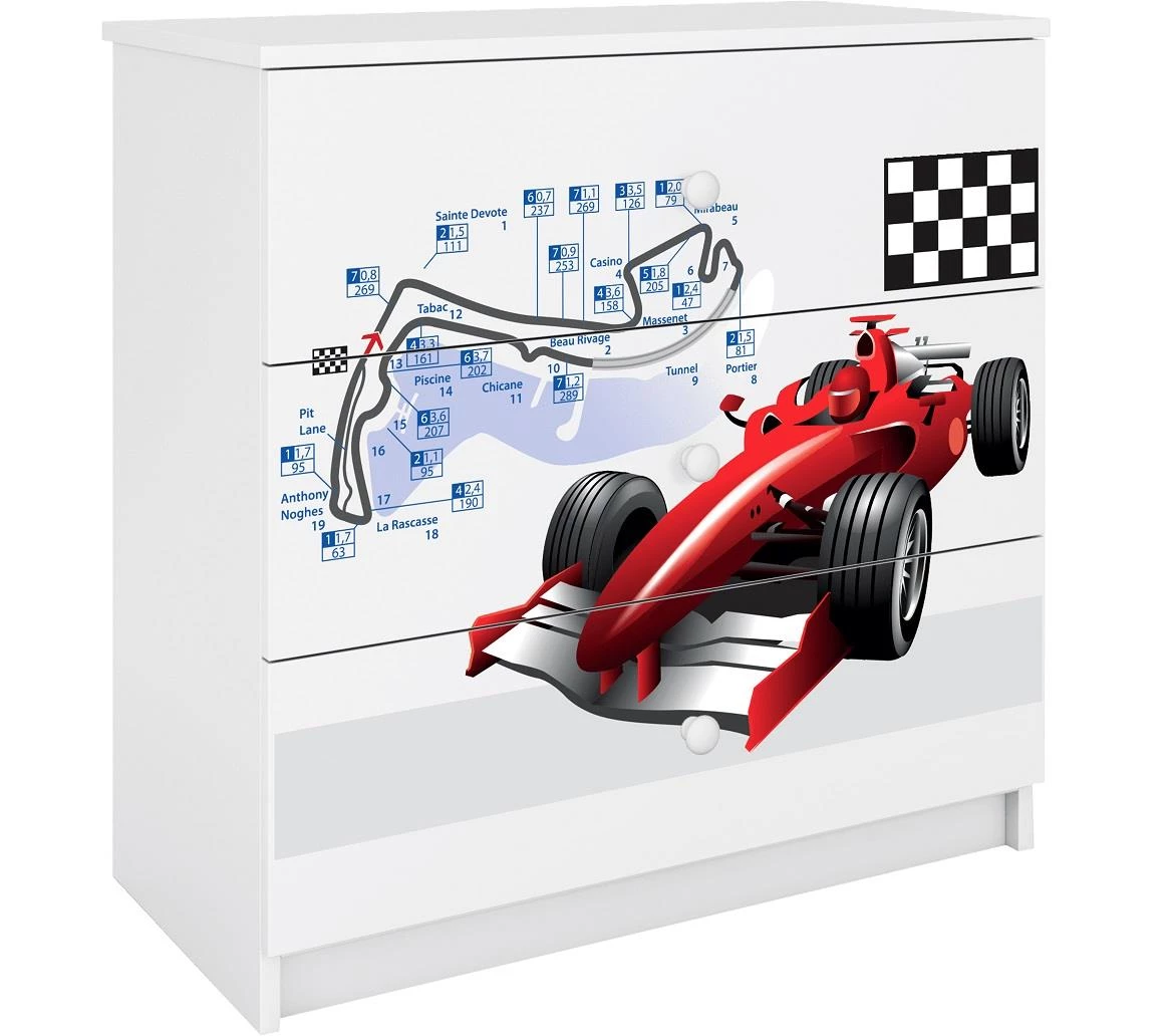 Babydreams komoda 3 fioke 81x41x80,5 cm bela/print formula