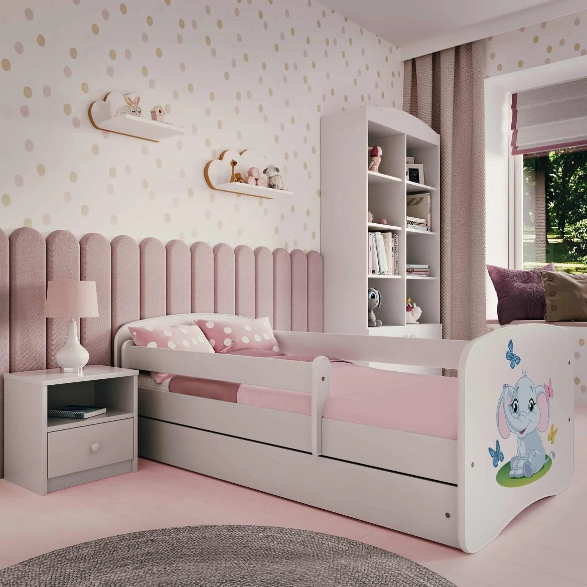 Babydreams krevet+podnica+dušek 80x144x61 cm beli/print slona