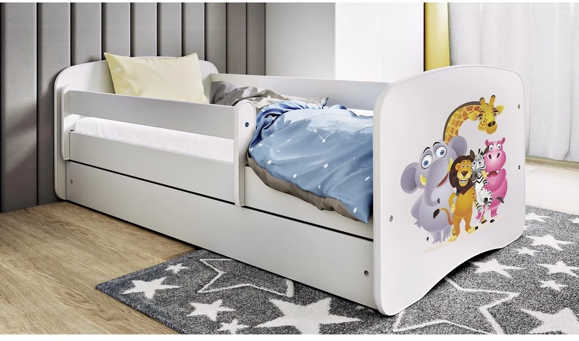 Babydreams krevet+podnica+dušek 80x144x61 cm beli/print zoo