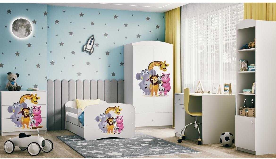 Babydreams krevet+podnica+dušek 80x144x61 cm beli/print zoo