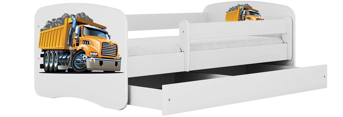 Babydreams krevet+podnica+dušek 80x144x61 cm beli/print kamion