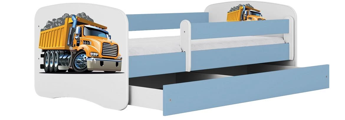 Babydreams krevet+podnica+dušek 80x144x61 cm beli/plavi/print kamion