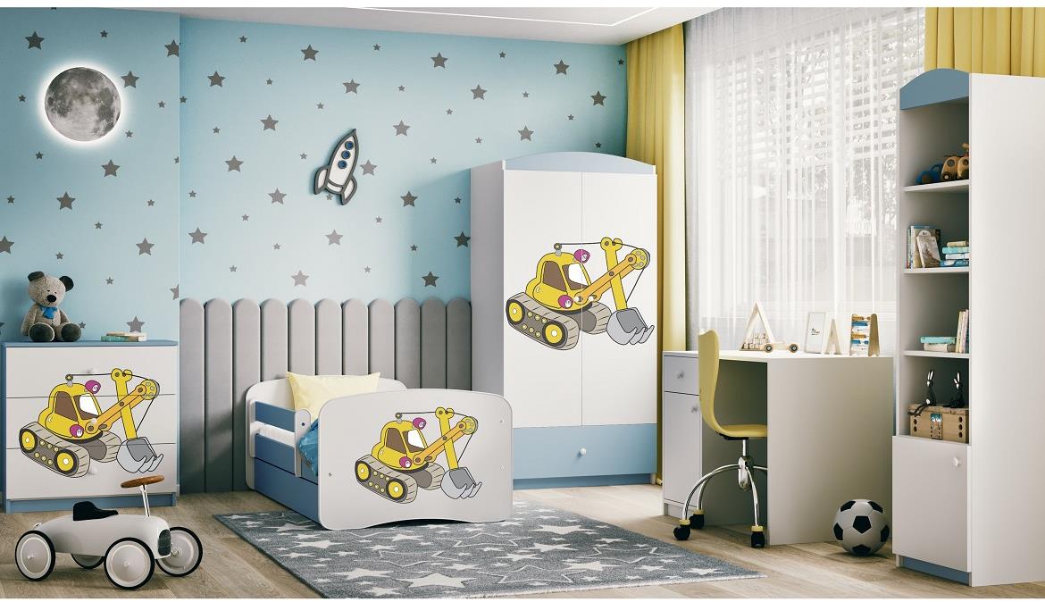 Babydreams krevet+podnica+dušek 90x164x61 cm beli/plavi/print bager