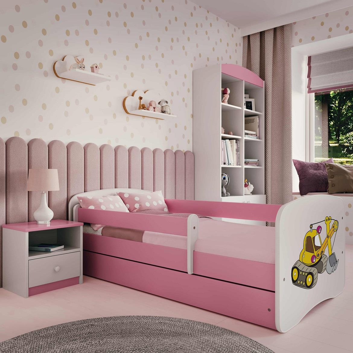 Babydreams krevet+podnica+dušek 90x164x61 cm beli/roze/print bager