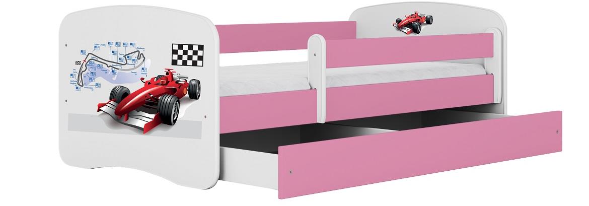 Babydreams krevet+podnica+dušek 80x144x61 cm beli/roze/print formula