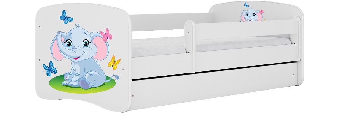 Babydreams krevet+podnica+dušek 90x164x61 cm beli/print slona