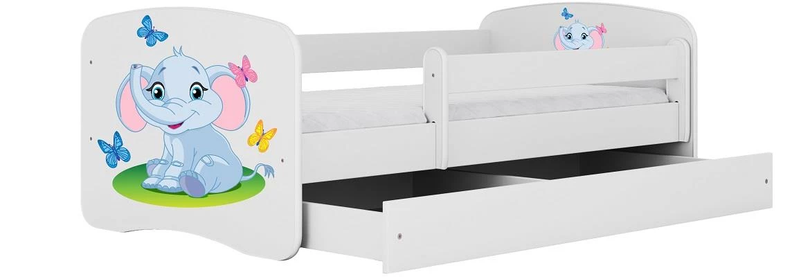 Babydreams krevet+podnica+dušek 90x164x61 cm beli/print slona