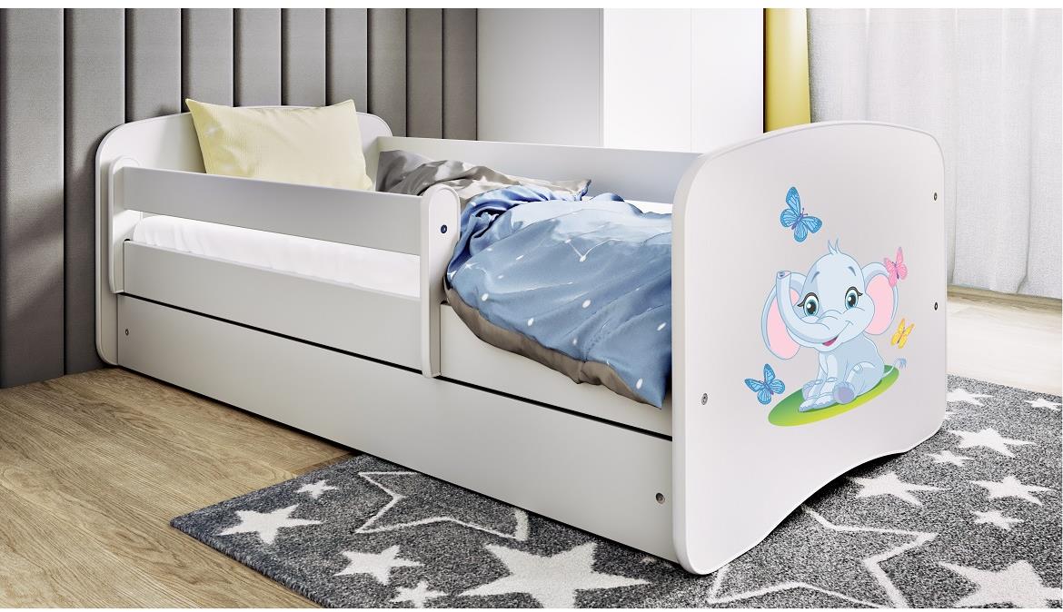 Babydreams krevet+podnica+dušek 90x164x61 cm beli/print slona