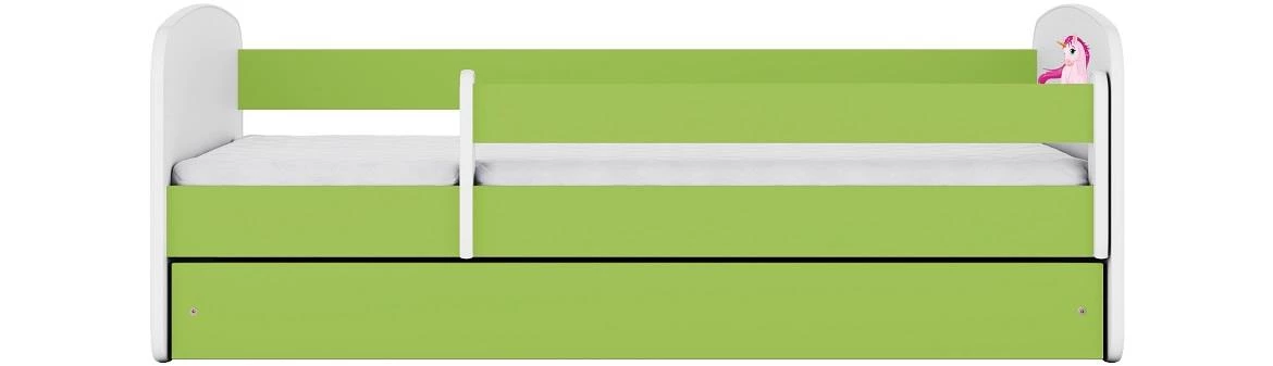 Babydreams krevet+podnica+dušek 80x144x61 cm beli/zeleni/print jednorog
