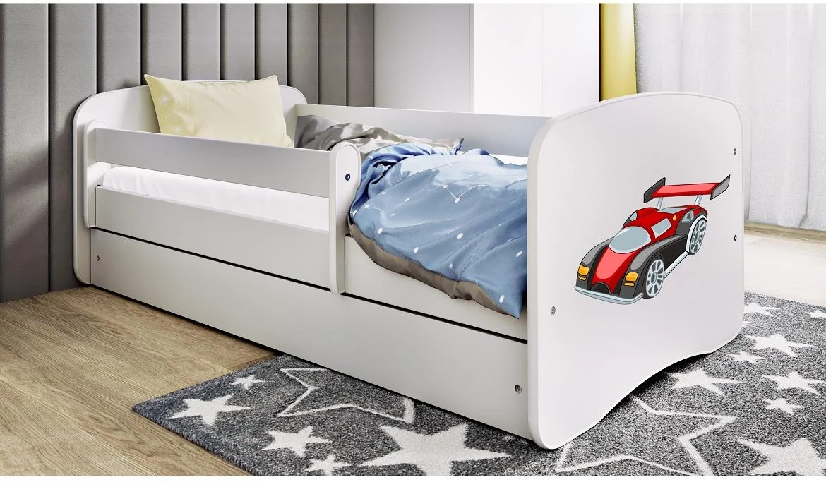 Babydreams krevet+podnica+dušek 90x164x61 cm beli/print auto