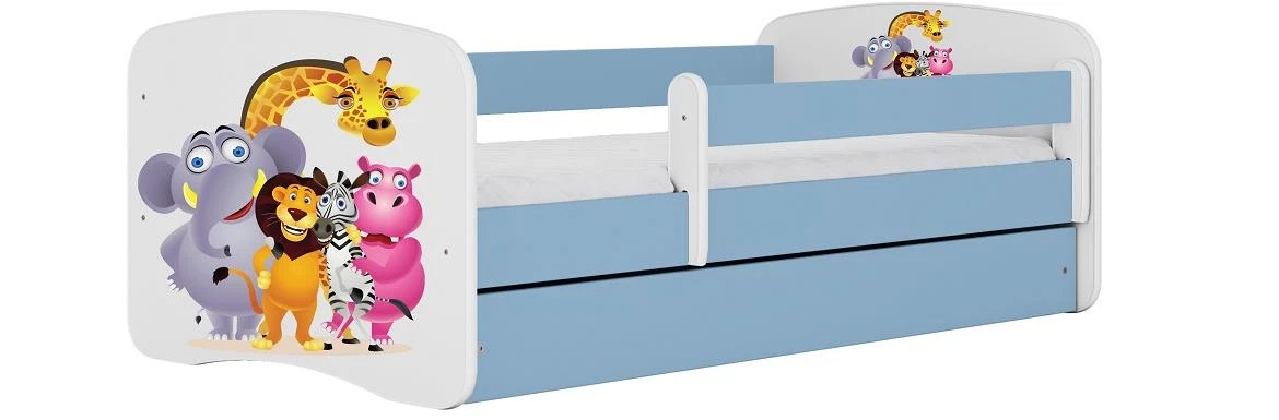 Babydreams krevet+podnica+dušek 90x164x61 cm beli/plavi/print zoo