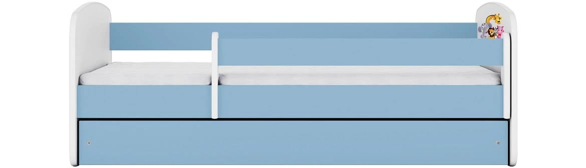 Babydreams krevet+podnica+dušek 90x164x61 cm beli/plavi/print zoo