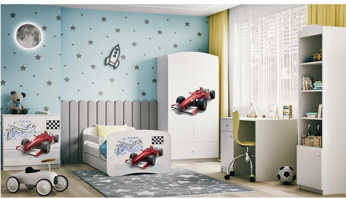 Babydreams krevet+podnica+dušek 90x184x61 cm beli/print formula