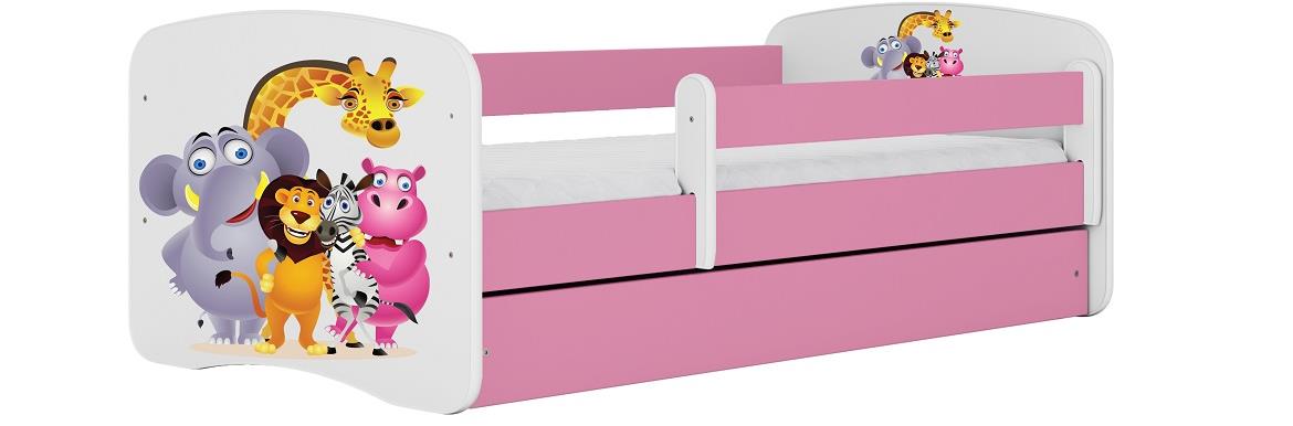 Babydreams krevet+podnica+dušek 90x184x61 cm beli/roze/print zoo