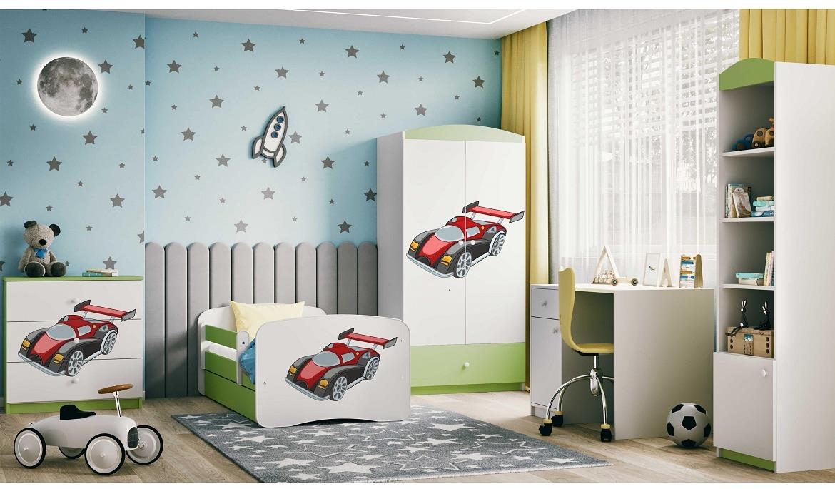 Babydreams ormar 2 vrata+1 fioka 90x57x187 cm beli/zeleni/print auto