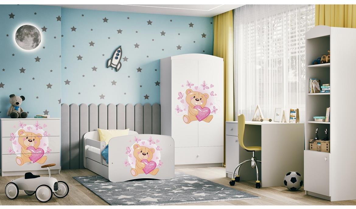 Babydreams ormar 2 vrata+1 fioka 90x57x187 cm beli/print medveda 2