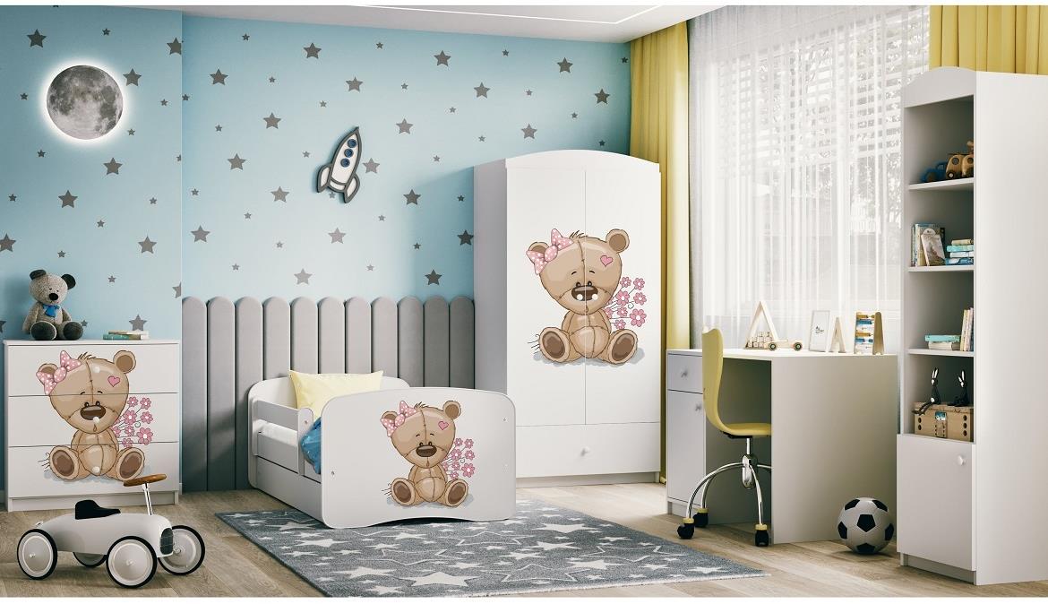 Babydreams ormar 2 vrata+1 fioka 90x57x187 cm beli/print medveda