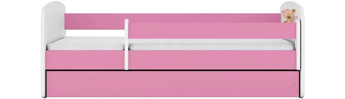 Babydreams krevet+podnica+dušek 90x184x61 cm beli/roze/print medveda