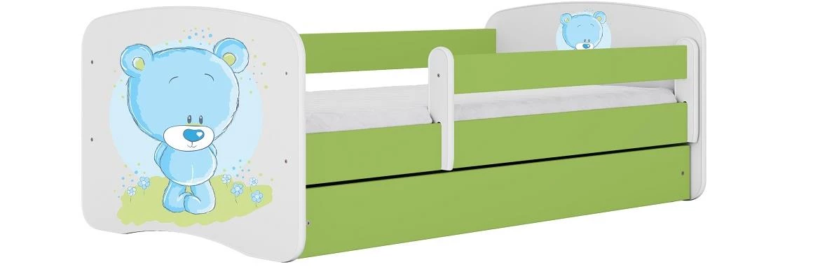Babydreams krevet+podnica+dušek 90x184x61 cm beli/zeleni/print medveda 3