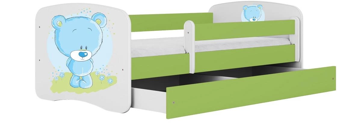 Babydreams krevet+podnica+dušek 90x184x61 cm beli/zeleni/print medveda 3