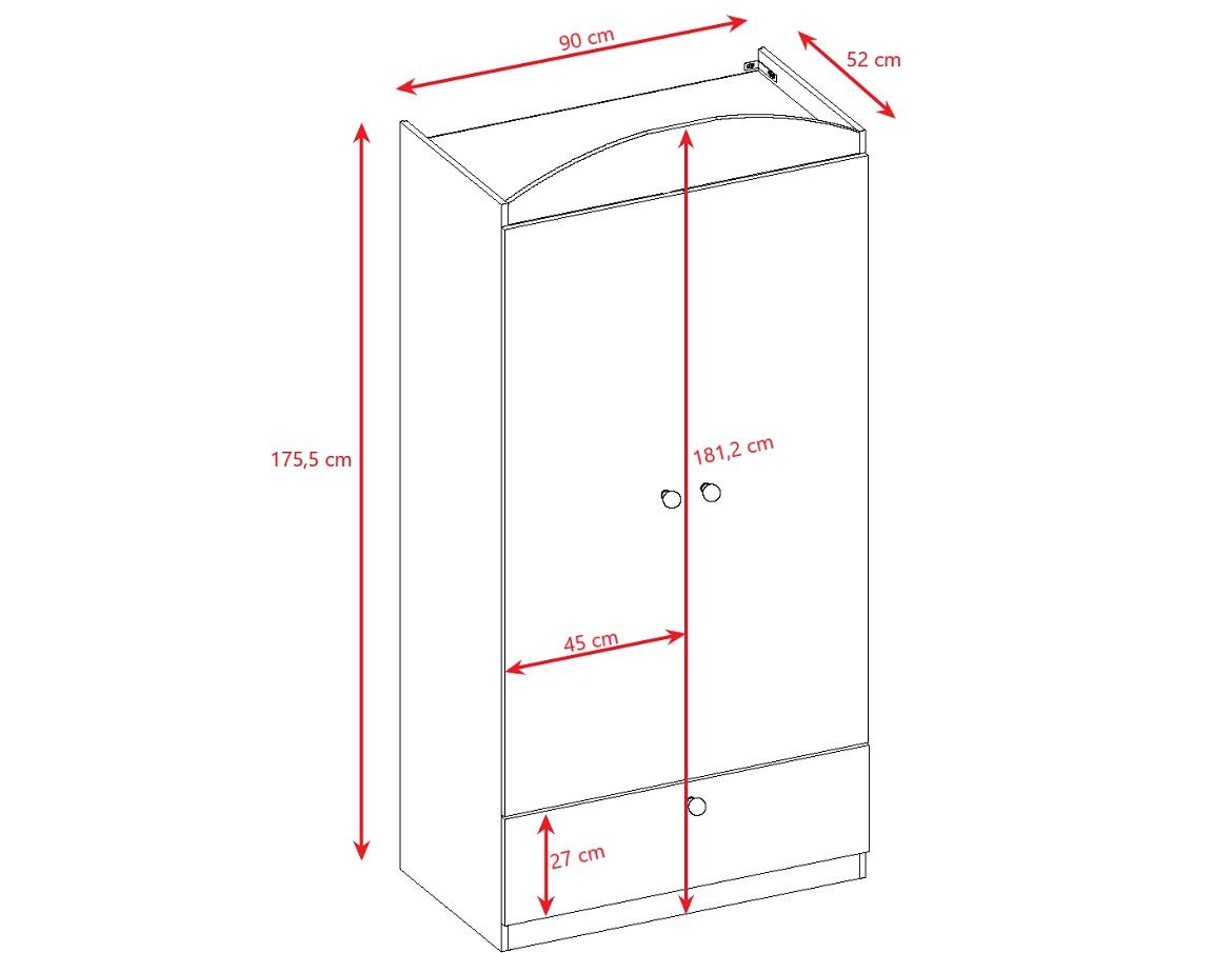 Babydreams ormar 2 vrata+1 fioka 90x57x187 cm plavo/beli