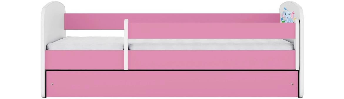 Babydreams krevet+podnica+dušek 90x184x61 cm beli/roze/print slona