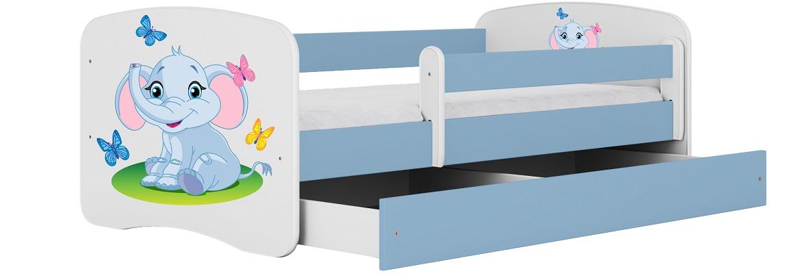 Babydreams krevet+podnica+dušek 90x184x61 cm beli/plavi/print slona