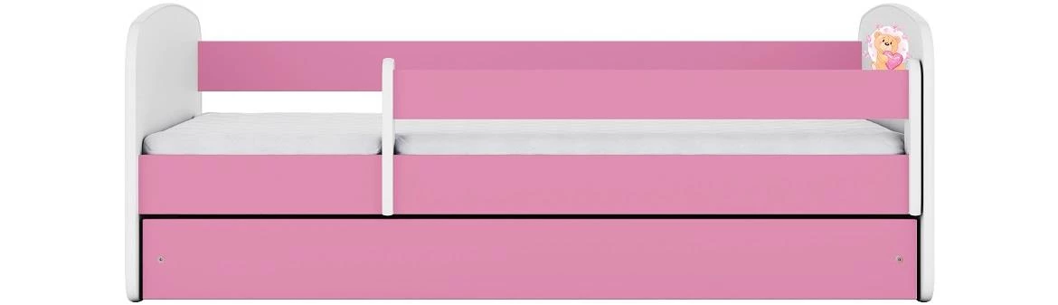 Babydreams krevet+podnica+dušek 90x184x61 cm beli/roze/print medveda 2