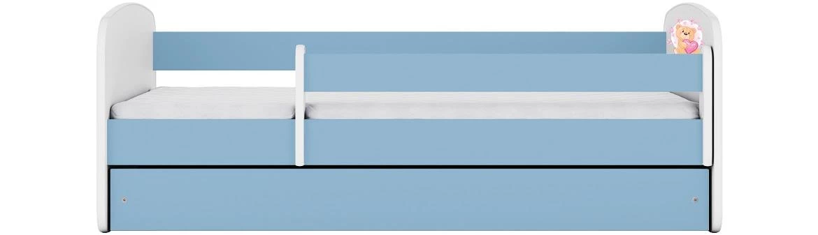 Babydreams krevet+podnica+dušek 90x184x61 cm beli/plavi/print medveda 2