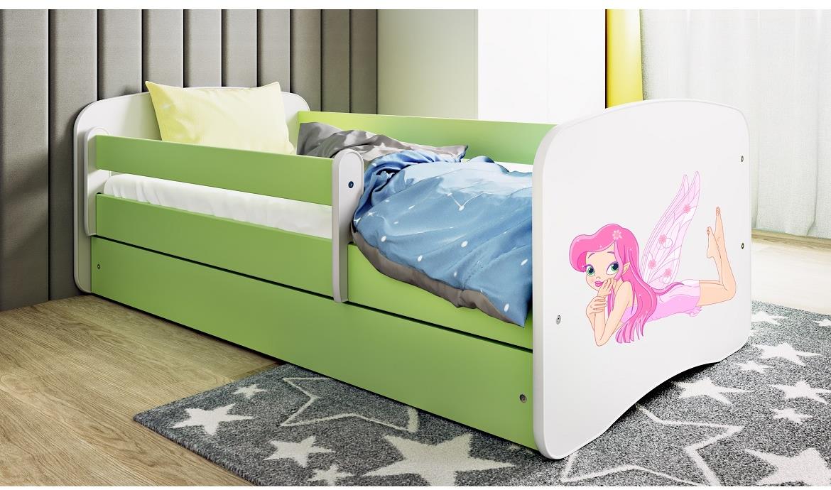 Babydreams krevet+podnica+dušek 90x184x61 cm beli/zeleni/print vile