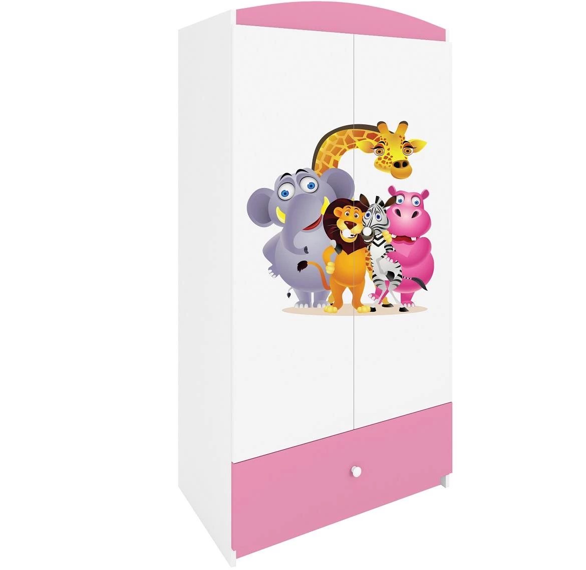 Babydreams ormar 2 vrata+1 fioka 90x57x187 cm beli/roze/print zoo