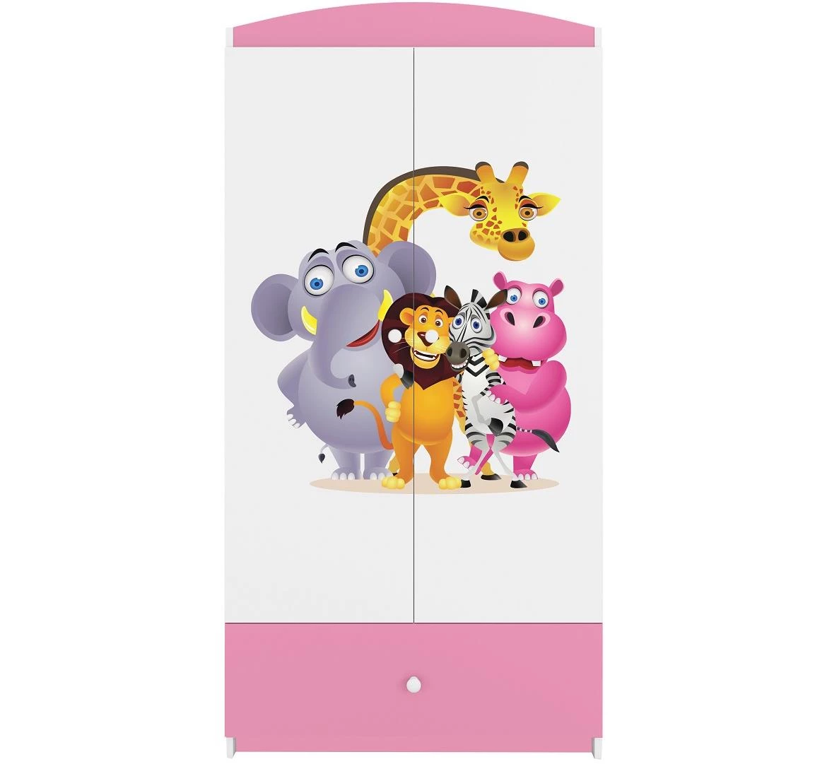 Babydreams ormar 2 vrata+1 fioka 90x57x187 cm beli/roze/print zoo