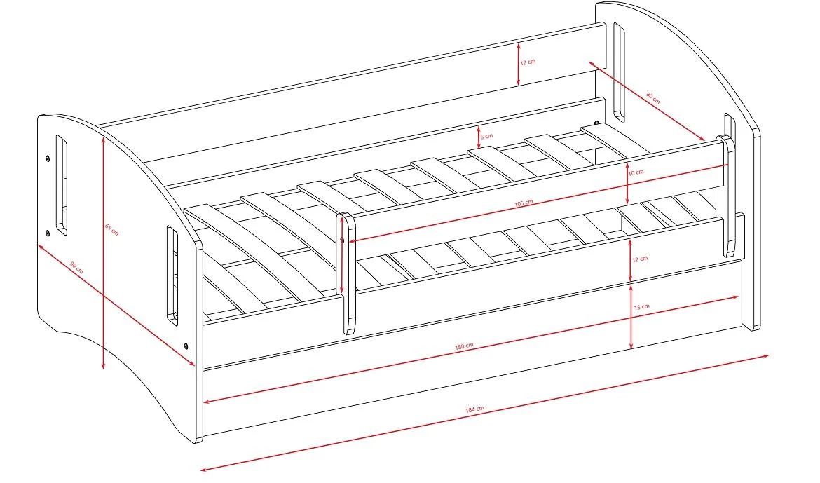Classic decji krevet sa podnicom 90x188x65 cm belo/plavi