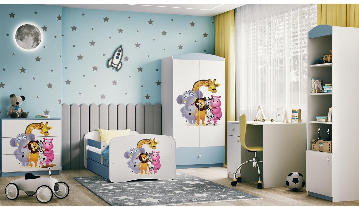 Babydreams komoda 3 fioke 81x41x80,5 cm plava/bela/print zoo