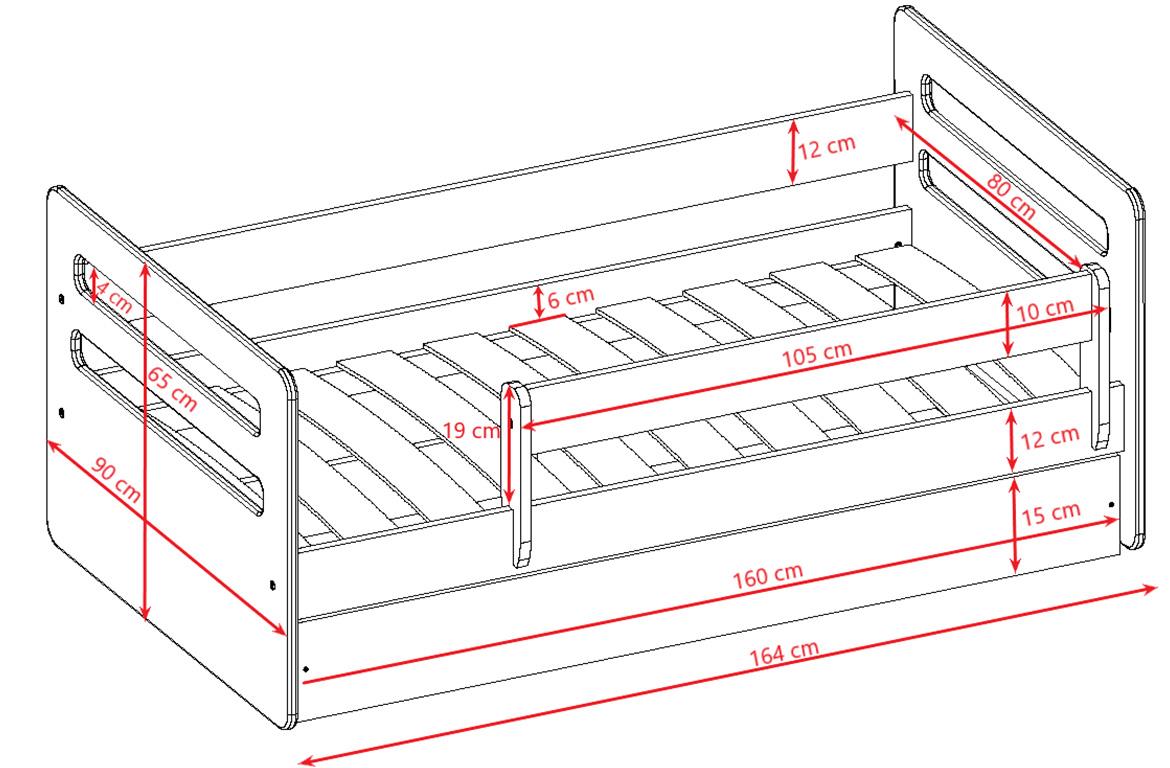 Tomi decji krevet sa podnicom 90x164x65 cm beli