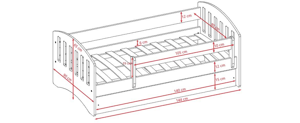 Classic decji krevet sa podnicom 90x144x65 cm belo/roze