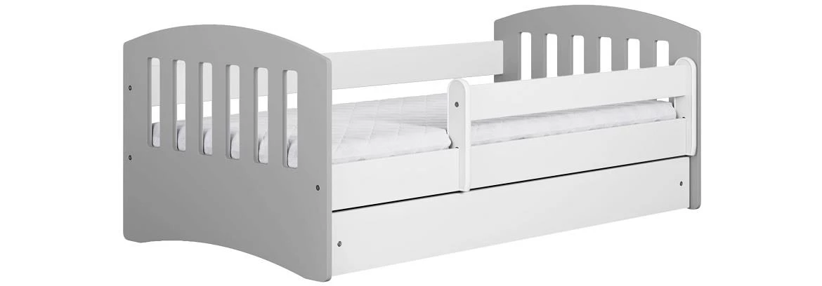 Classic decji krevet sa podnicom 90x188x65 cm belo/sivi