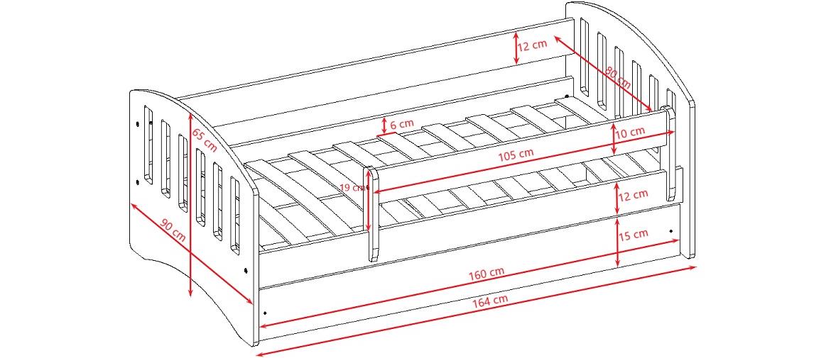 Classic decji krevet sa podnicom 90x164x65 cm belo/sivi