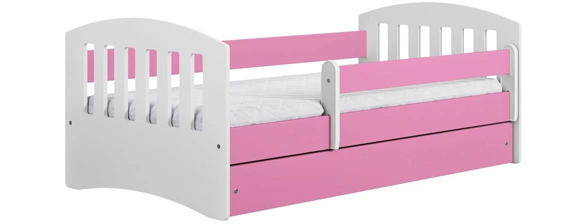 Classic decji krevet sa podnicom 90x188x65 cm belo/roze