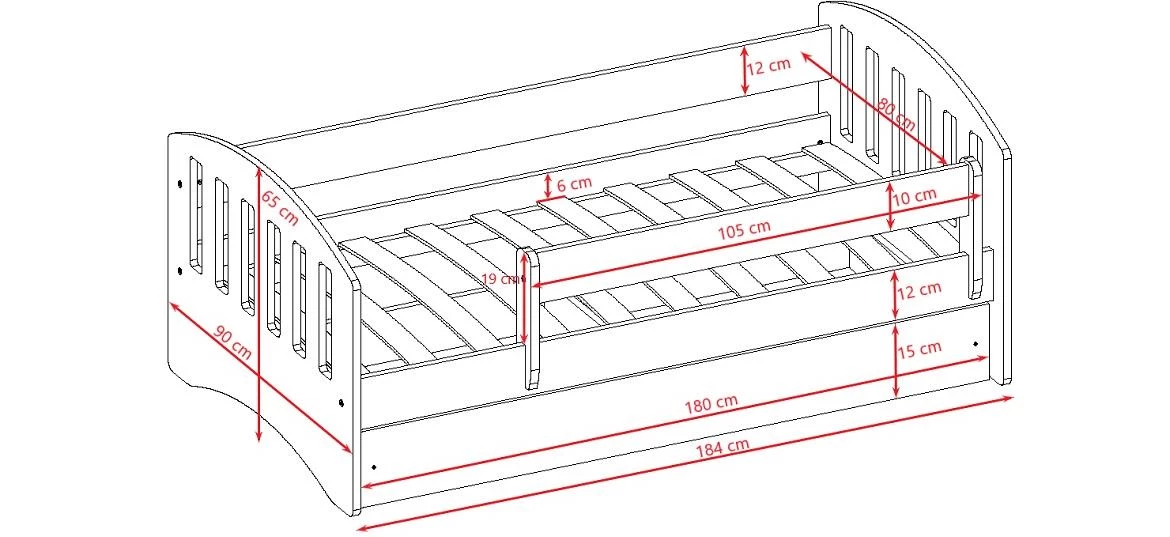 Classic decji krevet sa podnicom 90x188x65 cm belo/plavi