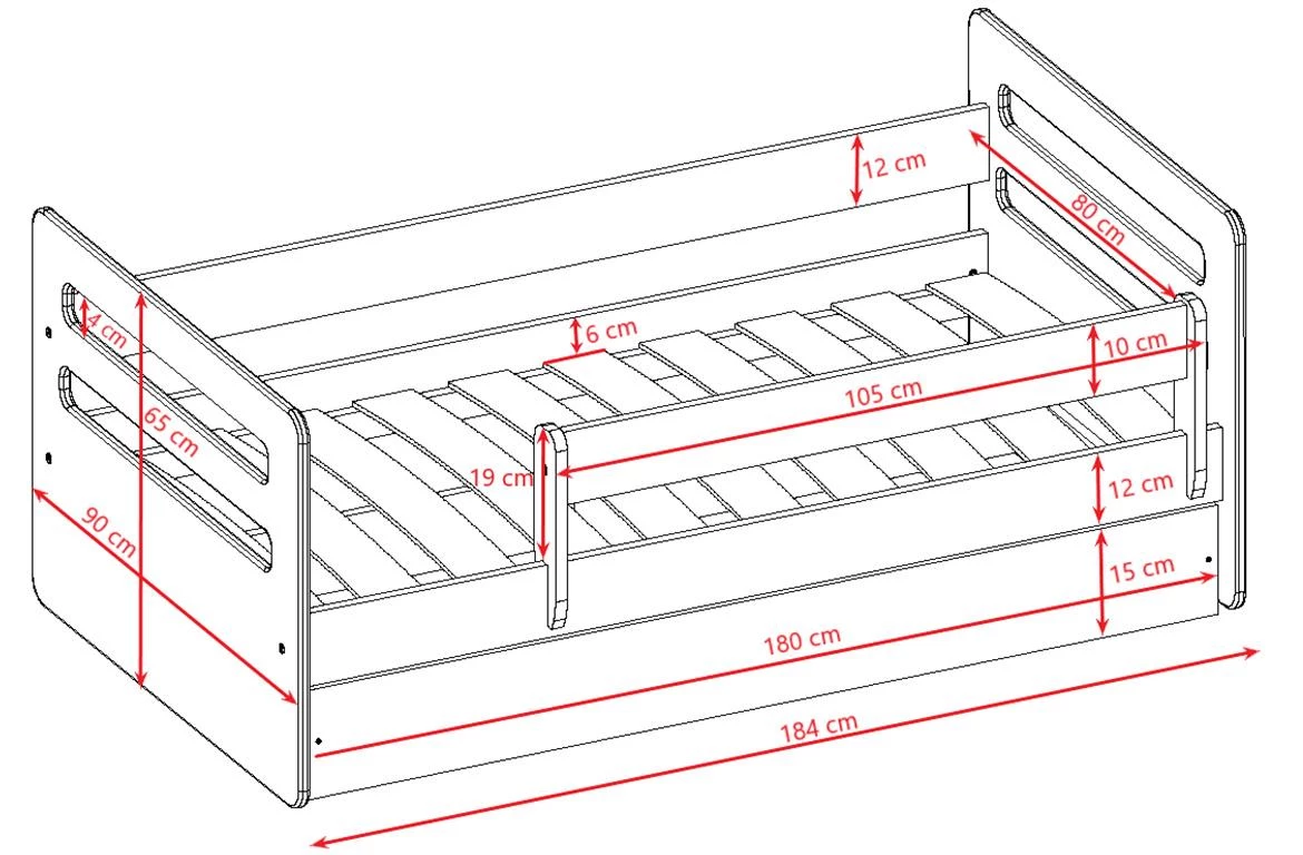 Tomi decji krevet sa podnicom 90x184x65 cm beli