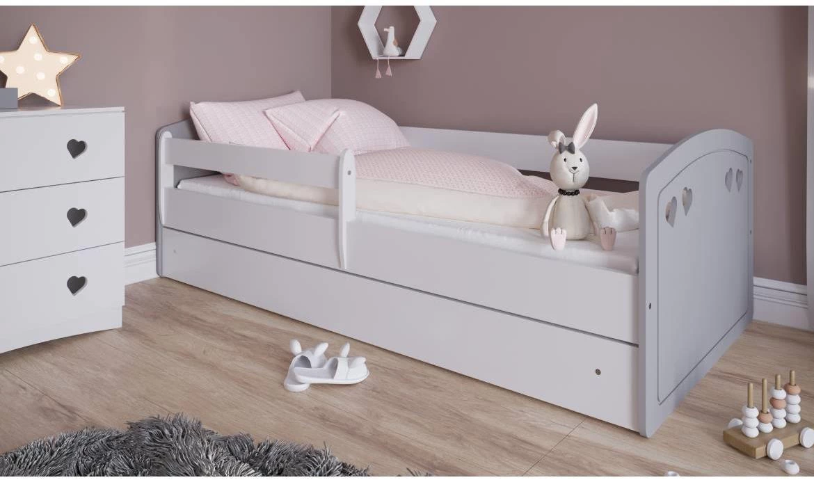 Julia decji krevet sa podnicom 90x164x65 cm belo/sivi