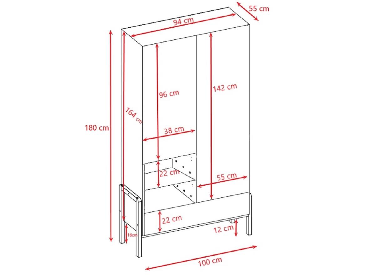 Victor ormar 2 vrata+1 fioka+2 otvora 55x100x180 cm beli/natur