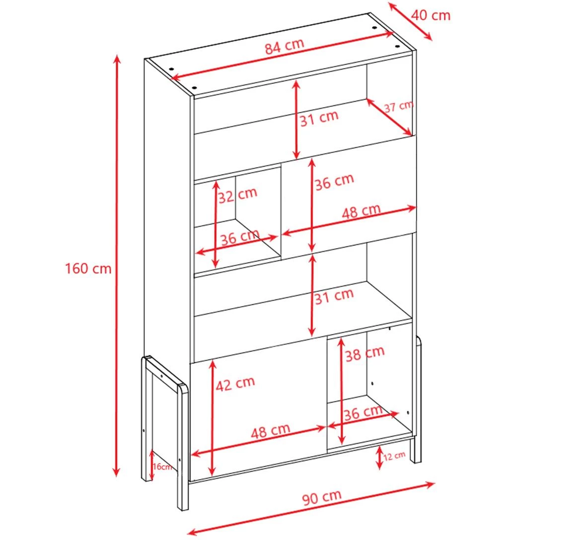 Victor polica 2 vrata+4 otvora 90x40x160 cm bela/natur
