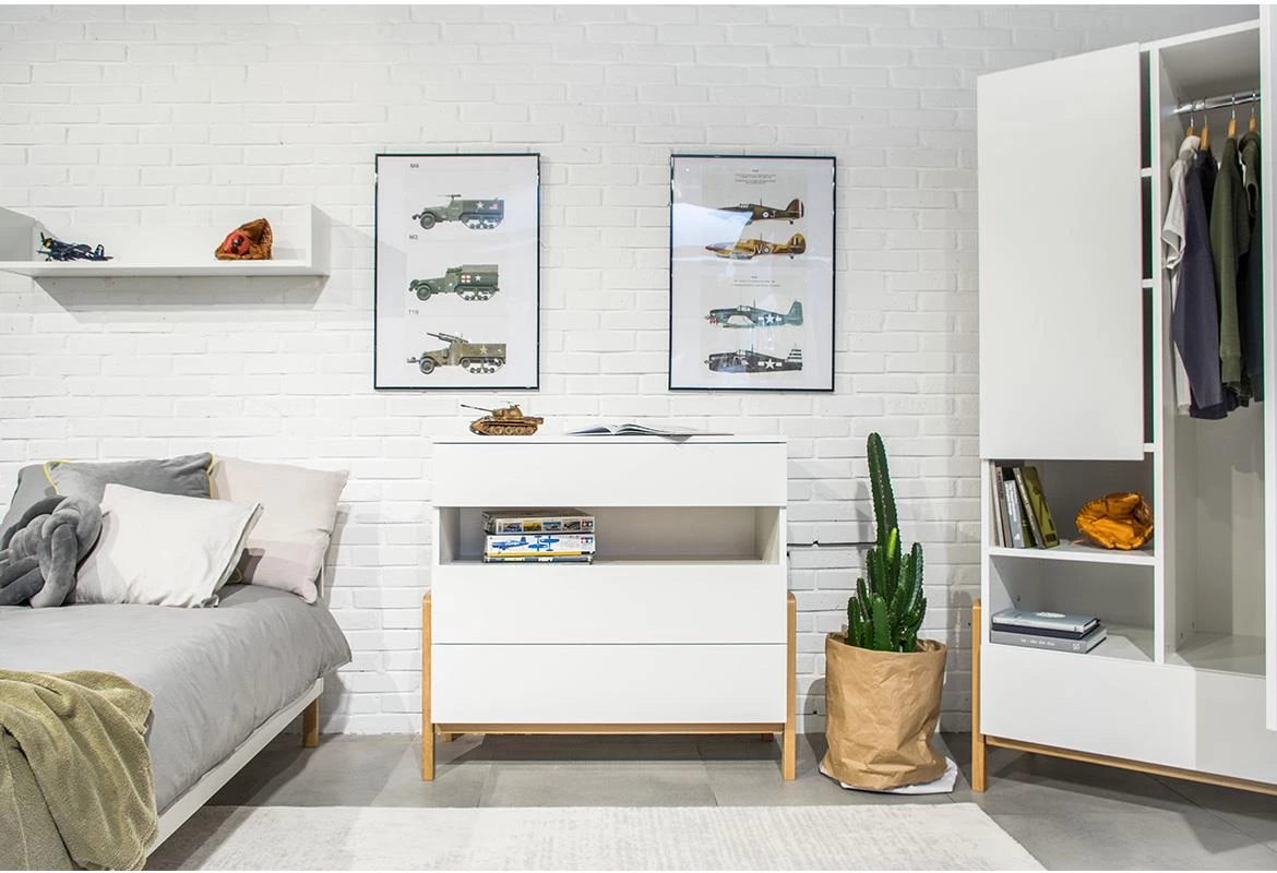 Victor polica 2 vrata+4 otvora 90x40x160 cm bela/natur