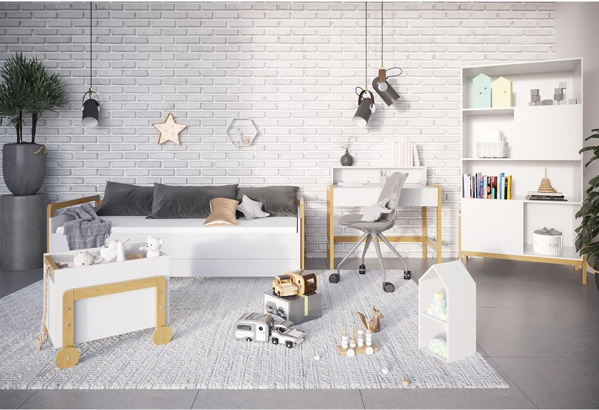 Victor polica 2 vrata+4 otvora 90x40x160 cm bela/natur